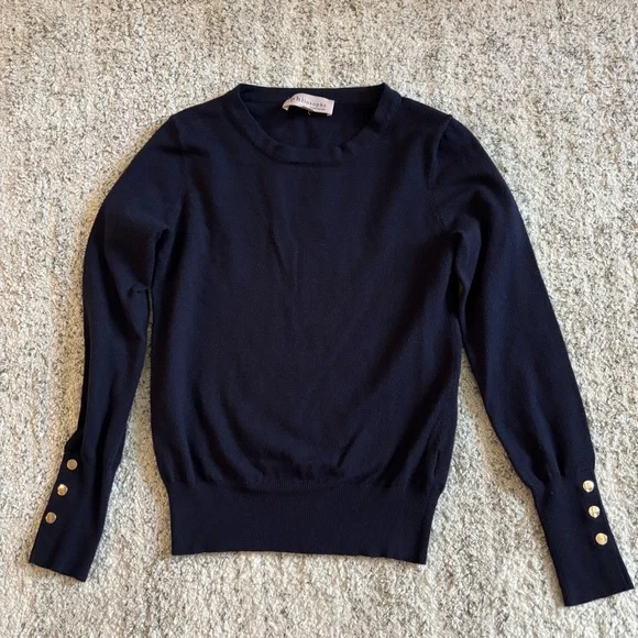 Philosophy Navy Sweater with Gold Button Accents - Picture 1 of 4